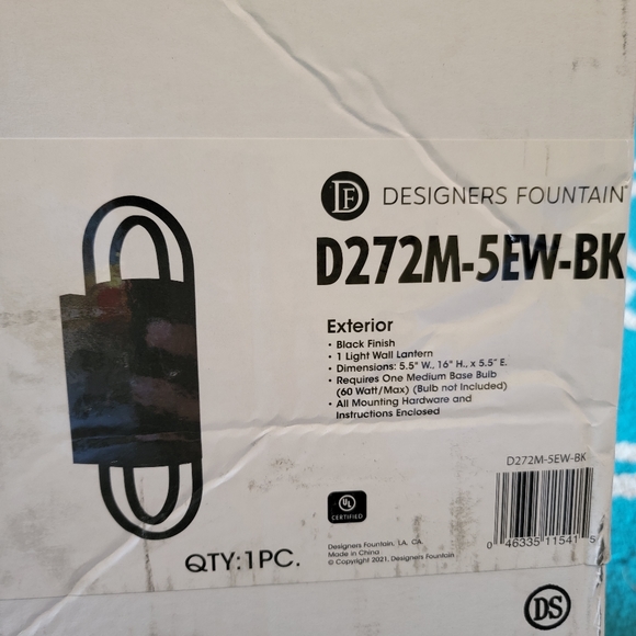 Designers Fountain Nightfall 1-Light Black Hardwired Outdoor Wall Lantern - Picture 5 of 6